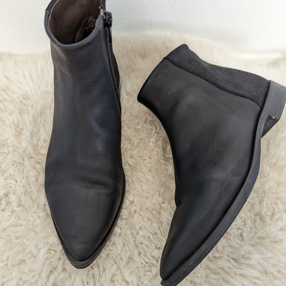 Gravity Pope Coclico Stud Back Flat Leather Ankle Booties 36